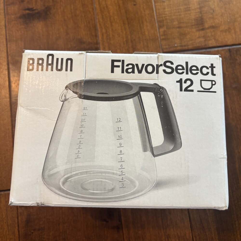 Braun FlavorSelect KFK 12FL 12 Cup Replacement Glass Carafe Coffee Pot w/ Lid